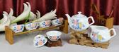 8頭玲瓏半刀泥青花工夫茶具--玫瑰花(五彩)(12008140502)